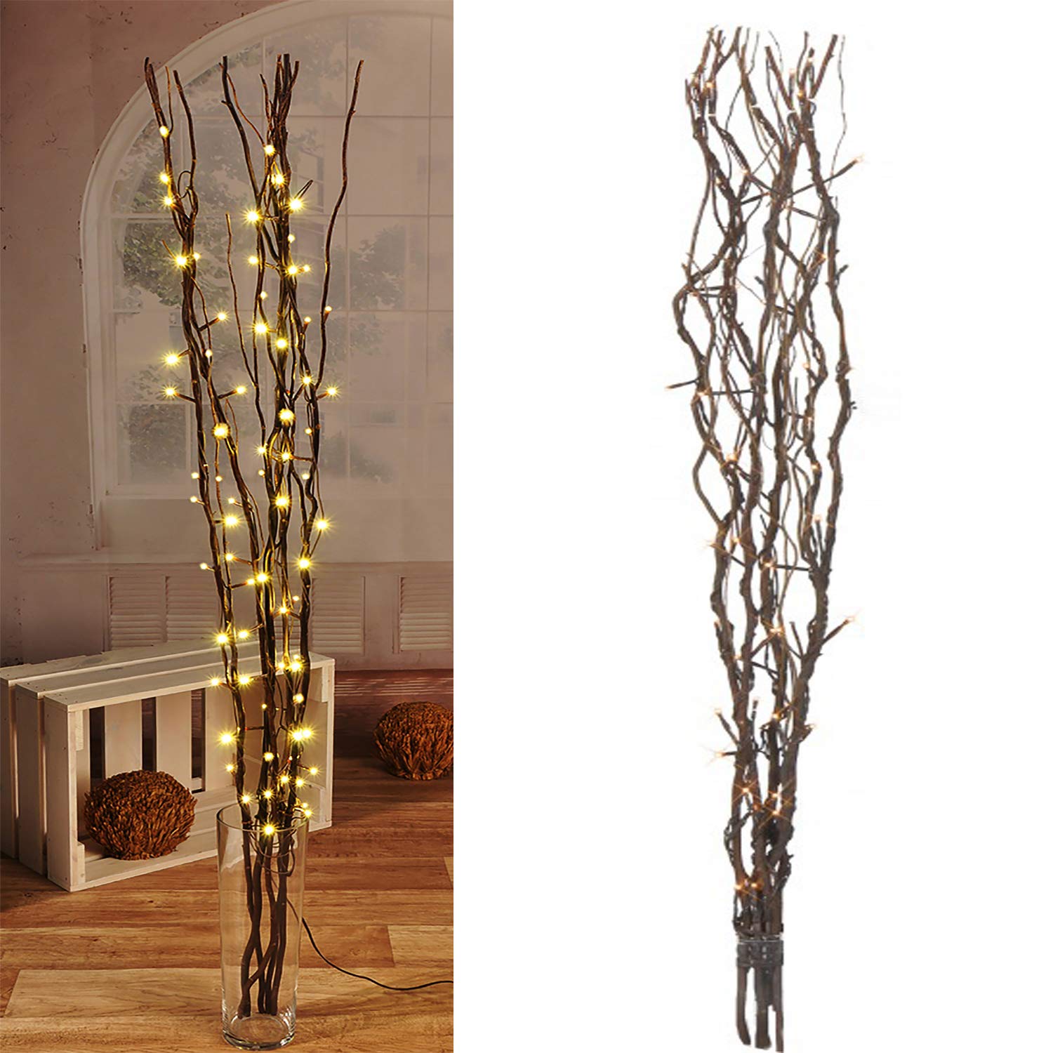 LED Lichterzweige LED Lichterkette Weiden-Zweige Lichter 77cm Weihnachten Deko