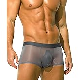 PAIZH Mens Sexy See Through Boxers Ice Silk Sheer Underwear Trunks Stretch Ultra Thin Bulge Pouch Boxer Briefs