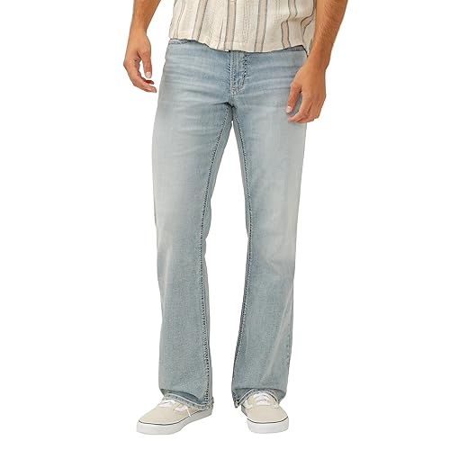 Silver Jeans Co. Men's Zac Relaxed Fit Straight Leg Jeans, Light Wash, 34W x 34L