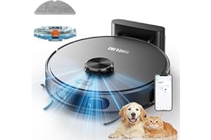 SHELIKI Robot Vacuum and Mop, 3-in-1 Robotic Vacuums Cleaner with LiDAR Navigation Smart Mapping & Max Strong 4000Pa Suction, WiFi/App/Alexa Voice Control, Obstacle Avoidance, for Pet Hair, Carpets and more