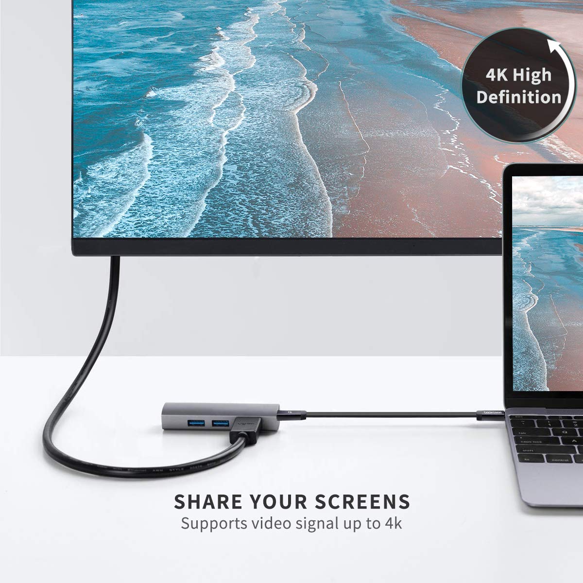 USB C to USB C Cable (0.72ft), 3.1 Gen 2 10Gbps 100W 4K Video Data Transfer Charging Cable for Samsung Galaxy S8, S9, S10,T5 LaCie SSD, MacBook Pro, iPad Pro 2018, and More (1-Pack)