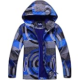 M2C Boys Outdoor Color Block Fleece Lining Windproof Jackets with Hood