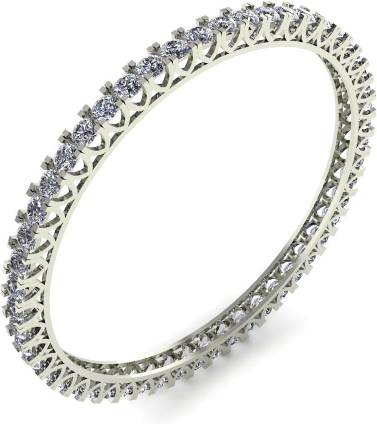 Avarta 92.5 Sterling Silver with 4 mm American Diamonds Glamorous Bangle for Girls | Bangle for Women | Size 2.6