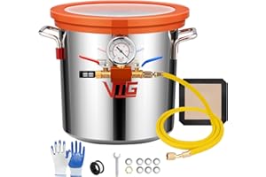 VTG VOGTEN 3 Gallon Vacuum Chamber with Tempered Glass Lid,304 Stainless Steel Degassing Chamber for Stabilizing Wood, Degassing Resin, Silicone and Epoxies