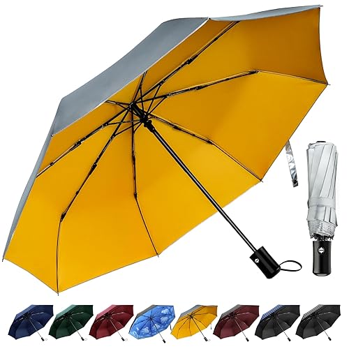 TechRise Umbrella, Compact Strong Windproof Automatic Umbrellas, Folding Lightweight, Portable Travel Golf Umbrella for Rain, One Button Auto Open and Close