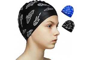 Swimming Cap Kids, Swim Caps for Girls Kids Swim Cap Baby Lightweight Cartoon Bathing for Long and Short Hair for Age 2-12