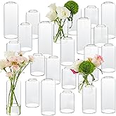 Glass Bud Vases Set of 24, Clear Flower Vase for Centerpieces, Small Vases for Flowers, Decor Centerpiece for Bathroom, Decorative Vases for House Warming