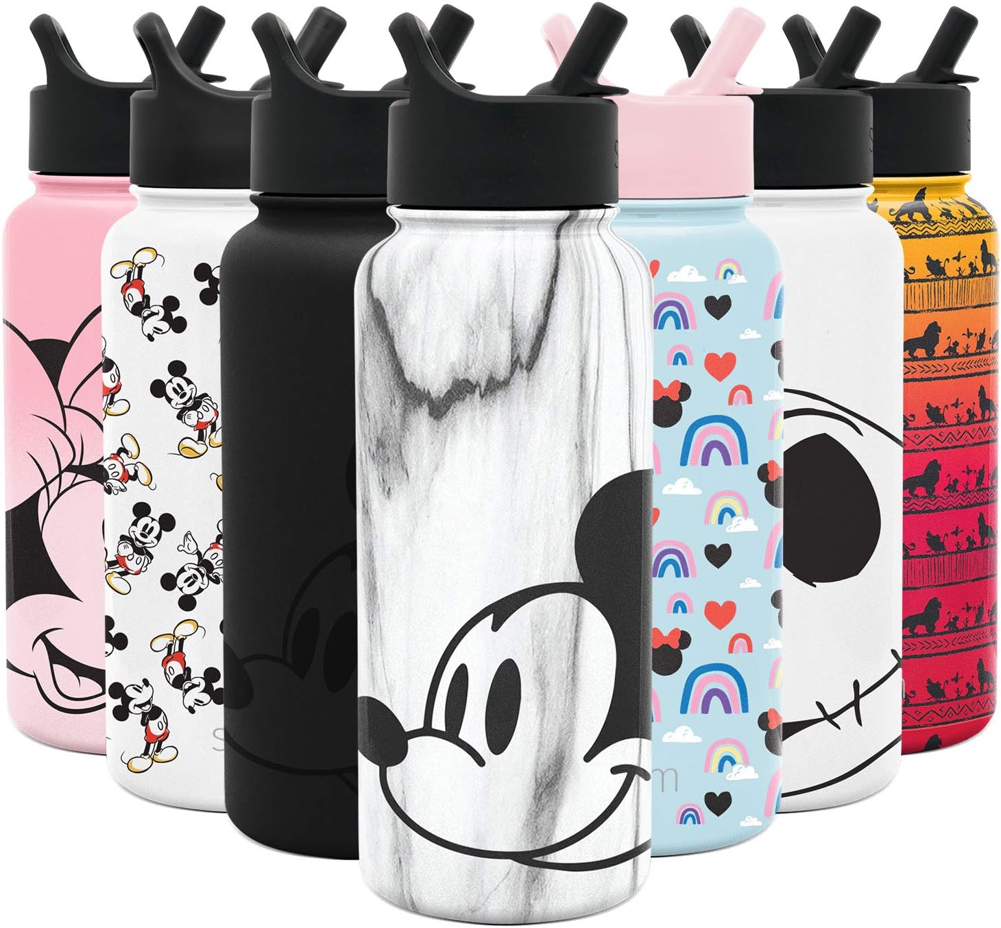 Simple Modern Disney Character Insulated Water Bottle Tumbler with Straw Lid Reusable Stainless Steel Wide Mouth Travel Cup, 32oz, Mickey on Marble