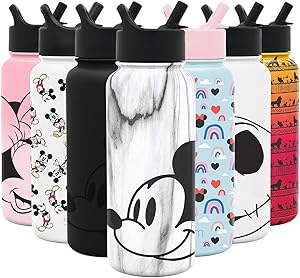 Simple Modern Disney Character Insulated Water Bottle Tumbler with Straw Lid Reusable Stainless Steel Wide Mouth Travel Cup, 32oz, Mickey on Marble