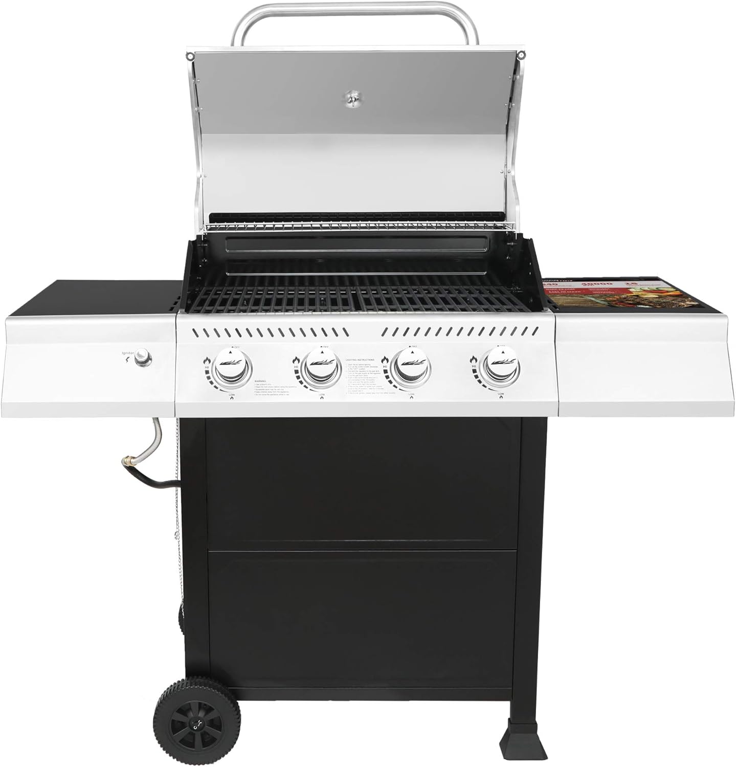 Royal Gourmet GA4400T Stainless Steel 4-Burner BBQ Liquid Propane Gas Grill, 40,000 BTU Cart Style Perfect Patio Garden Picnic Backyard Barbecue Grill with Side Tables: Garden & Outdoor