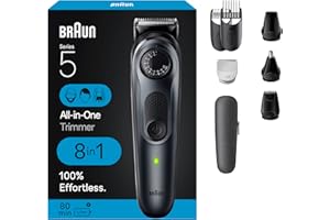 Braun All-in-One Style Kit Series 5 5471, 8-in-1 Trimmer for Men with Beard Trimmer, Body Trimmer for Manscaping, Hair Clippers & More, Ultra-Sharp Blade, 40 Length Settings, Waterproof