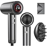 Hair Dryer with Magnetic Diffuser Attachments, Professional High Speed Ionic Blow Dryer for Fast Drying,9 Heat & 2 Speed Settings,Auto Clean and Cool Shot,Compact Hair Blow Dryer for Travel,Salon,Home