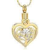Imrsanl Tree of Life Heart Urn Necklace for Ashes Loved Ones Keepsake Cremation Jewelry Funeral Memorial Ashes Holder Pendant for Women