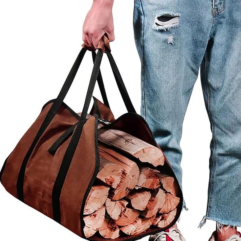 Shanrya Large Firewood Carrier Bag Oxford Cloth Tote Fireplace Log Holder