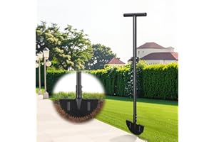 LILYVANE Edger Lawn Tool, Heavy Duty 49 Inch Border Edger with Half Moon Sharp Blade, T-Grip, Wide Footplate, Saw Tooth Rustproof Manual Lawn Edger for Landscaping, Yard,Garden, Sidewalk, Flower Beds