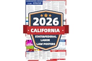 KERMENG 2026 California State and Federal Labor Laws Poster - English Version - OSHA Workplace Compliant - UV Waterproof Laminated 24" x 36" - Mandatory Regulations Posting for Employees
