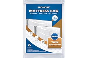 PROMORE 2PK Twin Plastic Mattress Bag for Disposal, Clear Mattress Covers for Moving or Storage(1.5Mil,Twin Size,104"x41"x16")