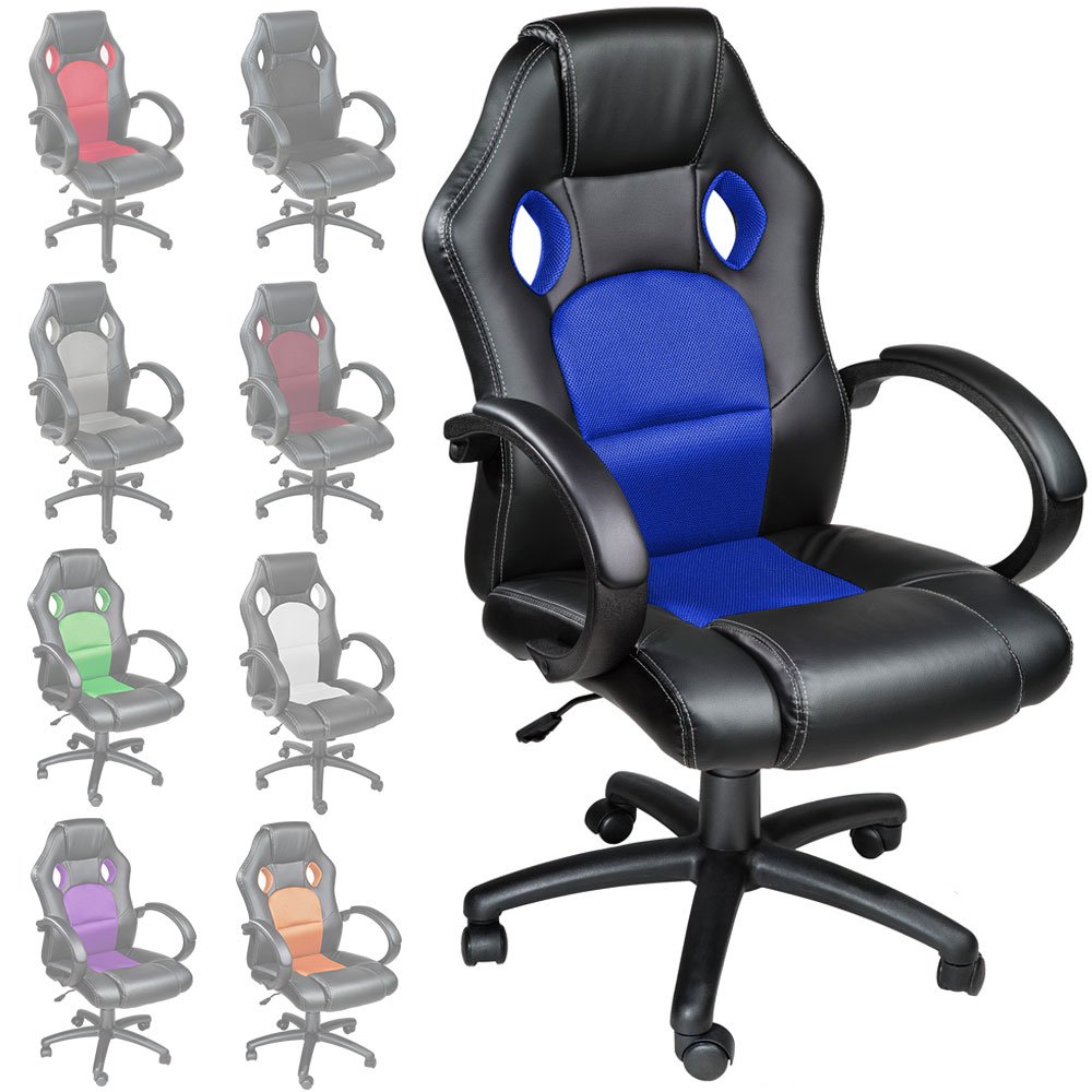 TecTake Silla de escritorio de oficina Racing disponible diferentes colores Azul