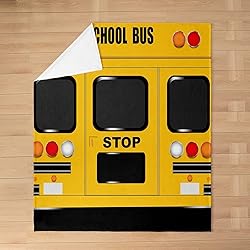 School Bus Print Flannel Fleece Throw Blanket - All