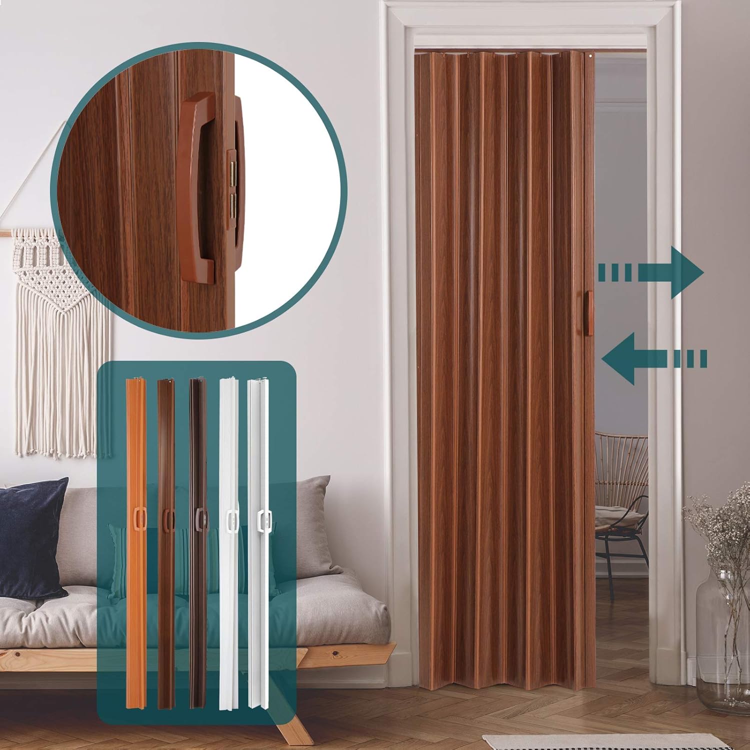 Folding Door, SinglePanel 84x8x202 cm, PVC, Choice of Colours, White