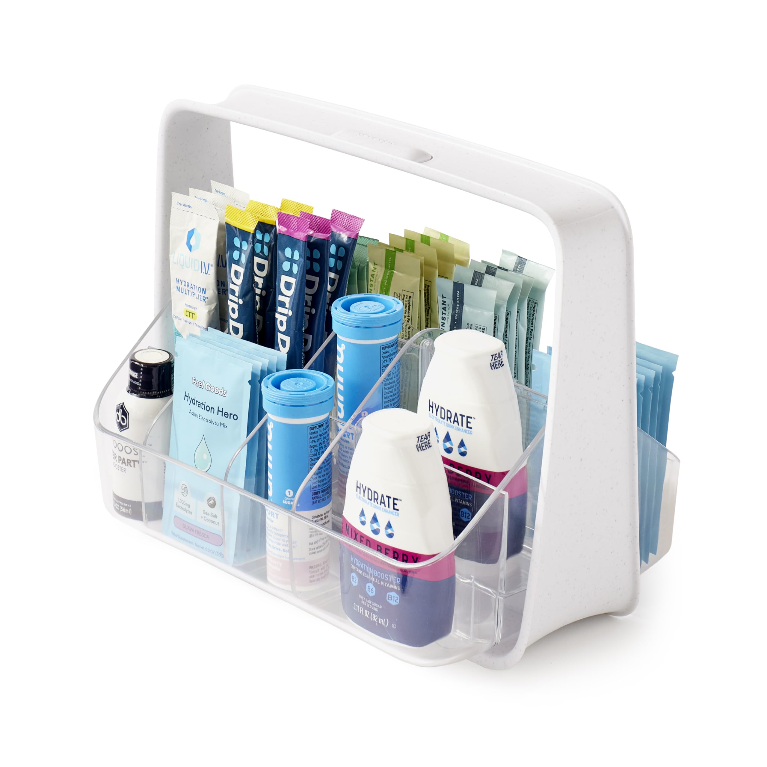 YouCopia SipStation Hydration Caddy, Hydration Packet Storage, Adjustable Electrolyte Powder Organizer, Speckled White Image