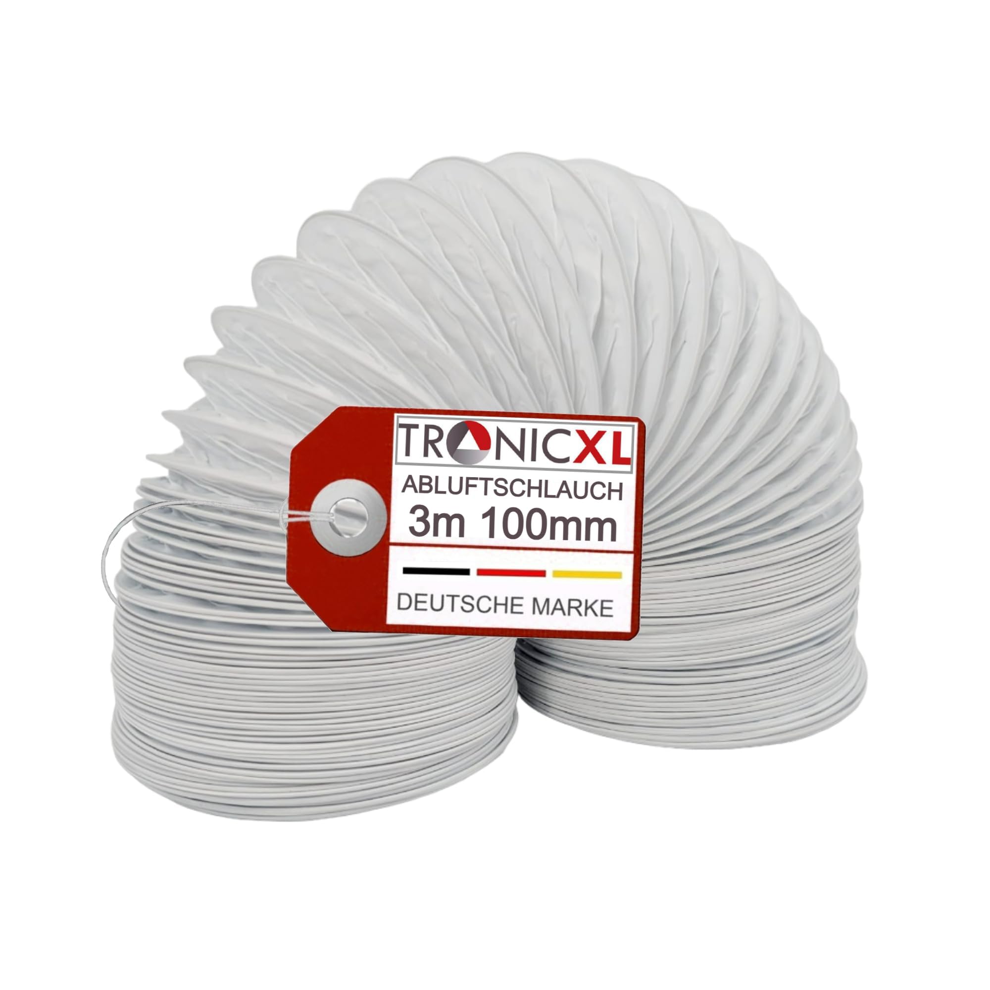 TronicXL Tumble dryer accessories PVC exhaust hose 100 mm 3 m for tumble dryer air conditioning etc. I hose for exhaust air