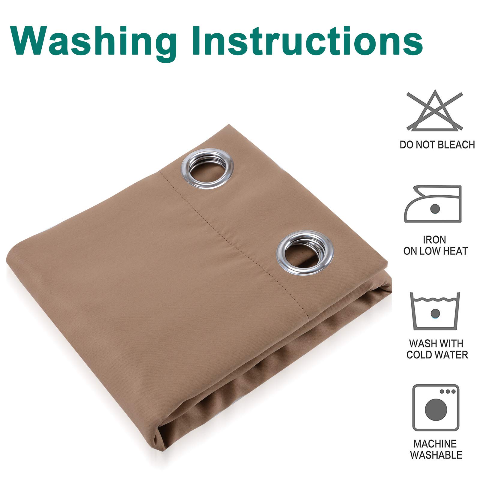 Voilarmart Blackout Curtains 52 x 63 Thermal Insulated Light Reducing Grommet Top Window Curtain Set for Bedroom, Living Room,2 Panels - Khaki