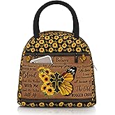 Wsotce Bible Verses Lunch Box Christian Insulated Lunch Bag for Women Inspirational Scripture Cross Butterfly Sunflower Lunchbox Religious Reusable LunchTote Bag for Church Office Work Travel