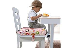 FUNCORITY Toddler Booster Seat for Dining Table, Portable Booster Seat for Kitchen Chair, 4 Inch High-Density Foam Cushion with Adjustable Safety Straps and Non-Slip Bottom, Perfect for Kids Travel and Daily