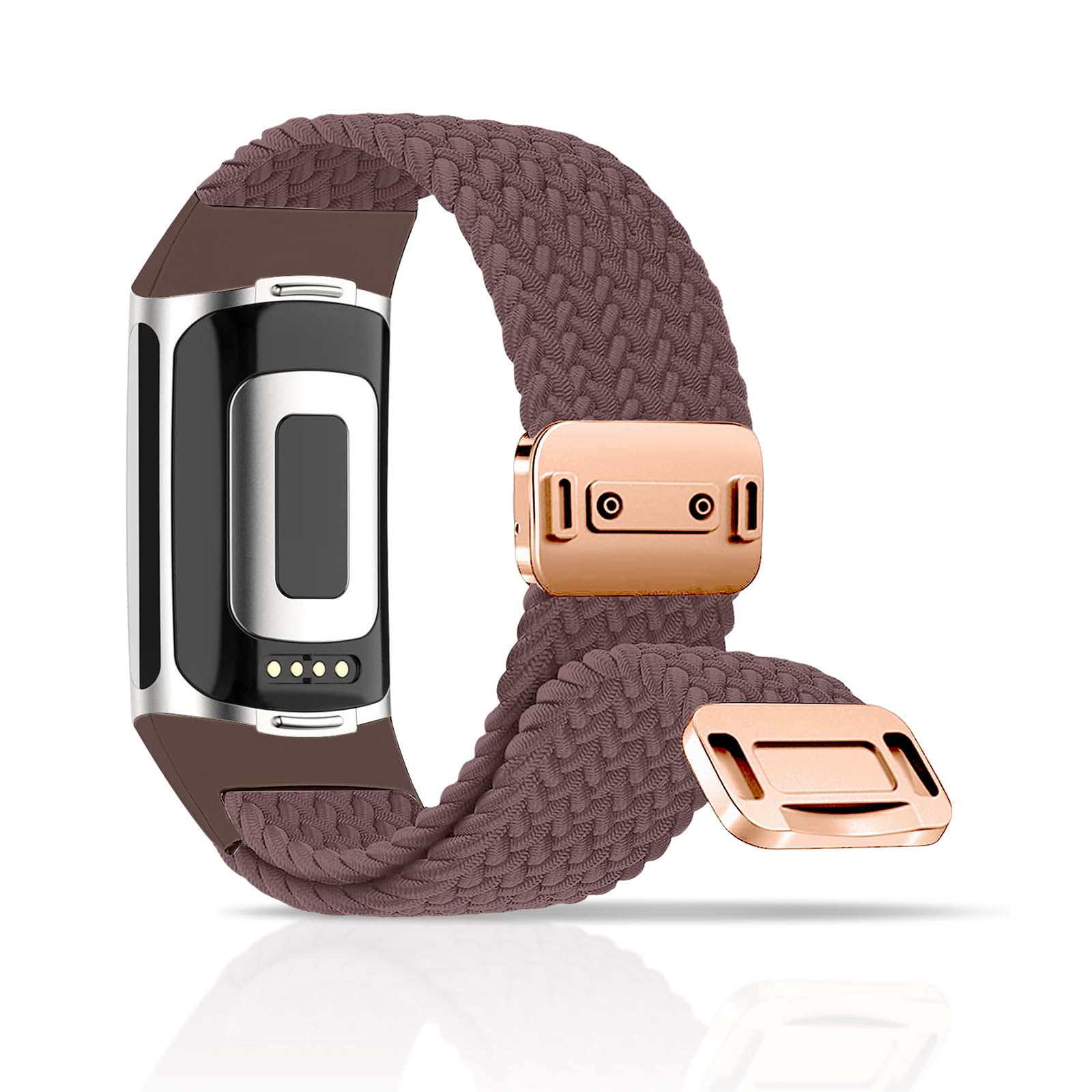 Photo 1 of Chinber Braided Band Compatible with Fitbit Charge 6 Bands for Women/Fitbit Charge 5 Bands, Magnetic Clasp Elastic Nylon Fabric Sport Smartwatch Band for Fitbit Charge 6/Charge 5 for Women Men