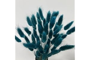 HSTEY 120pcs Bunny Tails Dried Flowers Plant Boho Pampas Grass 17 inch for Home Decor Wedding Bouquet Natural Flower Arrangements (Teal)