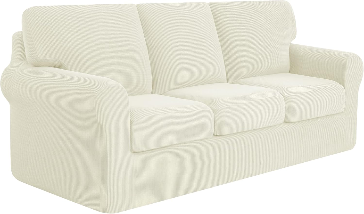 Slipcovers - subrtex 7 Pieces Stretch Sofa Slipcover Sets Couch Cover Sets Backrest Cushion Covers Furniture Protector Collection Set for Oversize Sofa Loveseat Chair Slip Covers(Large, Ivory)