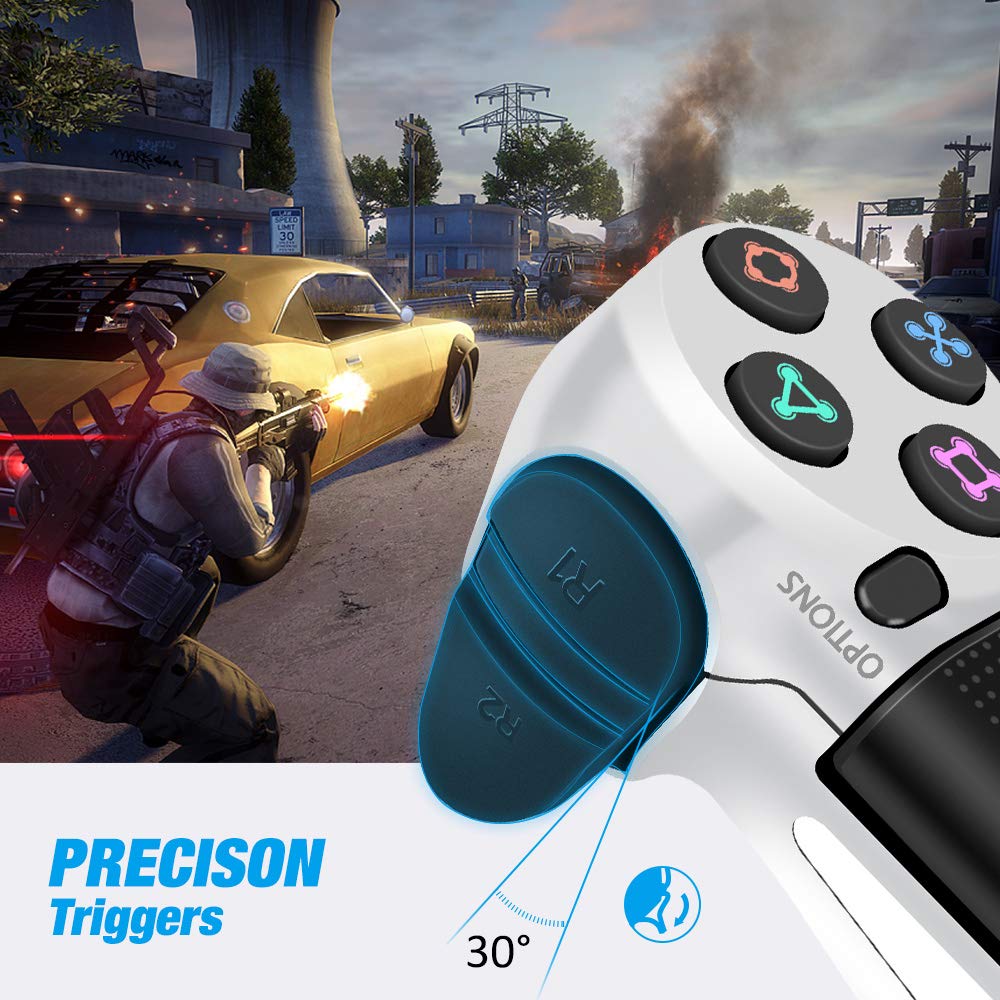 YCCTEAM Wireless Controller for PS4 - Video Game Precision Control Gamepad joystick for Playstation 4/Pro/Slim (White)