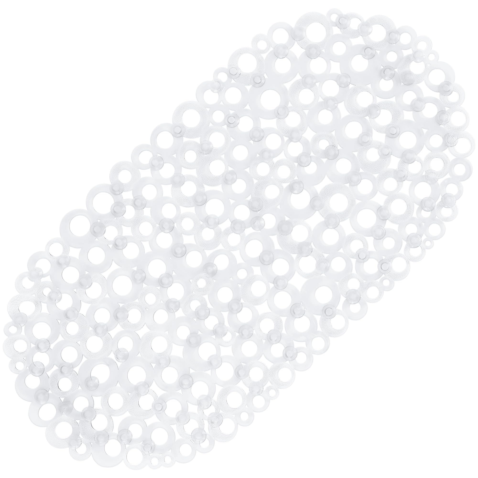 WELTRXE Bath Mat Non Slip Anti Mould, 69x35cm Oval Clear PVC Bathtub Mat, Ring Pattern Shower Mat for Inside Bath, Non Slip Bath Tub Mat with Suction Cups, Quick Drain, Machine Washable