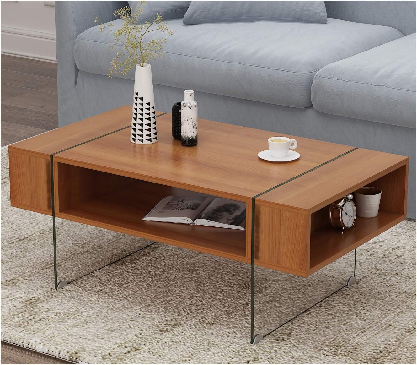 Cherry Tree Furniture Ctf Jupiter Walnut Living Room Coffee Table With Glass Sheet Legs Amazon Co Uk Kitchen Home