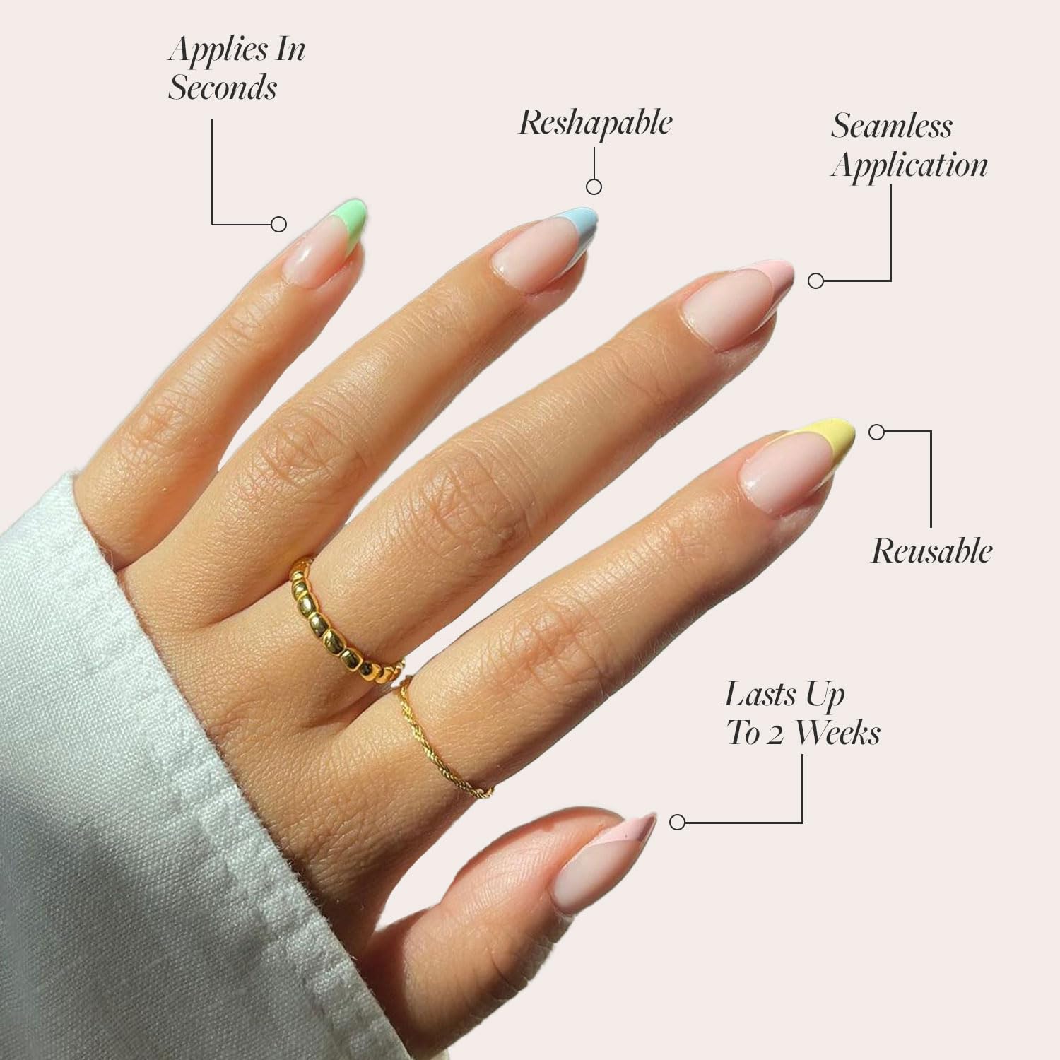 Glamnetic Press On Nails - Confetti | Semi-Transparent, Short Almond Nails, Reusable | 15 Sizes - 30 Nail Kit with Glue - Image 3