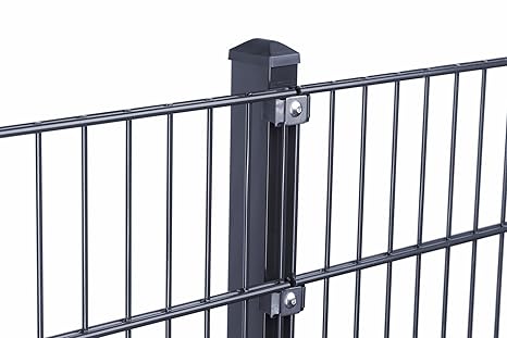 zaun-experten de Gartenzaun 25 Meter, komplett, Höhe: 1630 mm Farbe anthrazit RAL 7016 Doppelstabgittermattenzaun Hundenzaun
