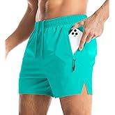 Aolesy Men's Gym Shorts Linerless & Liner - 5" Quick Dry Workout Running Shorts with Zip Pockets Sports Athletic Shorts