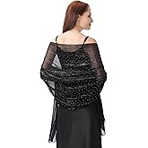 Ladiery Shawl Wraps for Women-Chiffon Shawl for Women Sparkly Rhinestones for Banquets, Weddings, and Formal Occasions.