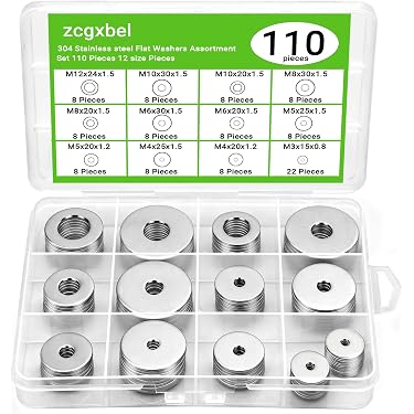 Kit 600 Rondelle Piatte In Acciaio Inox 304, 9 Misure Da M2 A M12, Assortimento