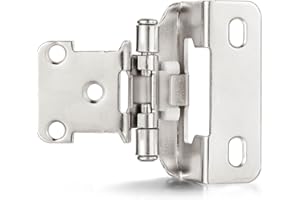 Vallecloud 4 Pack (2 Pair) Satin Brushed Nickel Cabinet Hinges for Kitchen Cabinet Door, Partial Wrap Self Closing 1/2" Overlay Kitchen Cabinet Hinges, Semi Hidden Cabinet Hinge for Cabinet Doors