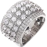 925 Sterling Silver Shiny Full Multi Row Diamond Gemstone Ring Cubic Zirconia Rings CZ Diamond Eternity Engagement Wedding Band Ring for Women (US Code 7)