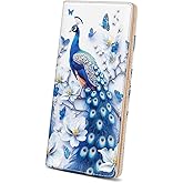 Immaturus Womens Wallet, Slim Thin RFID Blocking Card Wallets, Peacock Bifold PU Leather Credit Card Holder Organizer, Cute Cash Clutch Long Billfold with Zipper Coin Pocket Ladies Girls Gift