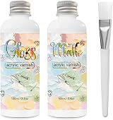 EIGTWEN Acrylic Varnish Set: 2x100ml Gloss Matte Sealant for Paintings view 1