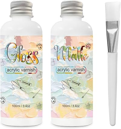 EIGTWEN Acrylic Varnish Set: 2x100ml Gloss Matte Sealant for Paintings