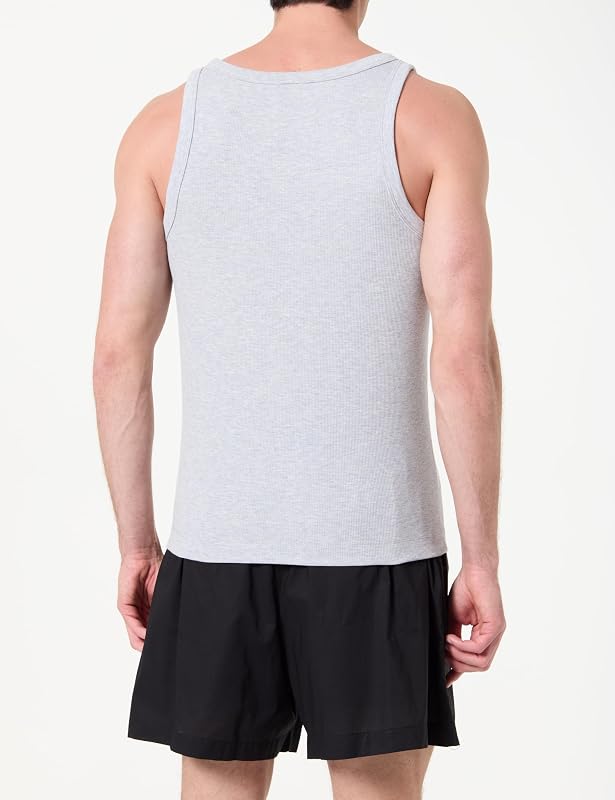 Ensemble débardeur et short tissé pour homme UM0UM03800 Orange (Gris clair chiné/noir), S — photo 3 sur 4