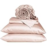 URBANHUT 800 Thread Count 100% Cotton King Size Sheets, Luxury 4 Piece King Bedsheets, Hotel Sheets Sateen Finish - Better Than Egyptian, 16" Elasticized Deep Pocket - Blush Pink