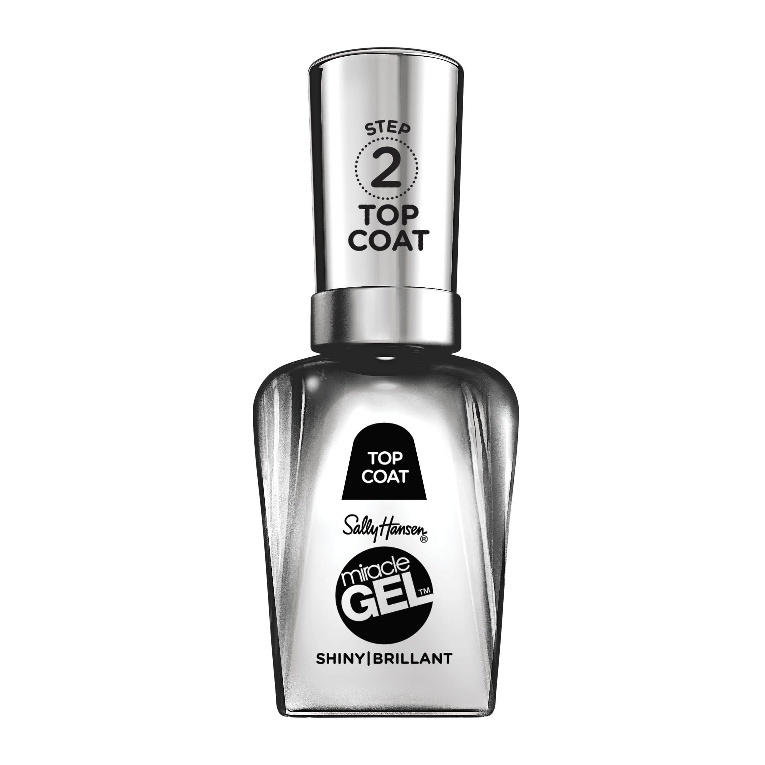 Sally Hansen Miracle Gel, Shiny Top Coat, Gel-Like Nail Polish, NO UV Light Required, Chip-Resistant, Long Lasting - Up to 8 days, Easy to Use, Salon Quality Results, Vegan Formula, 14.7ml