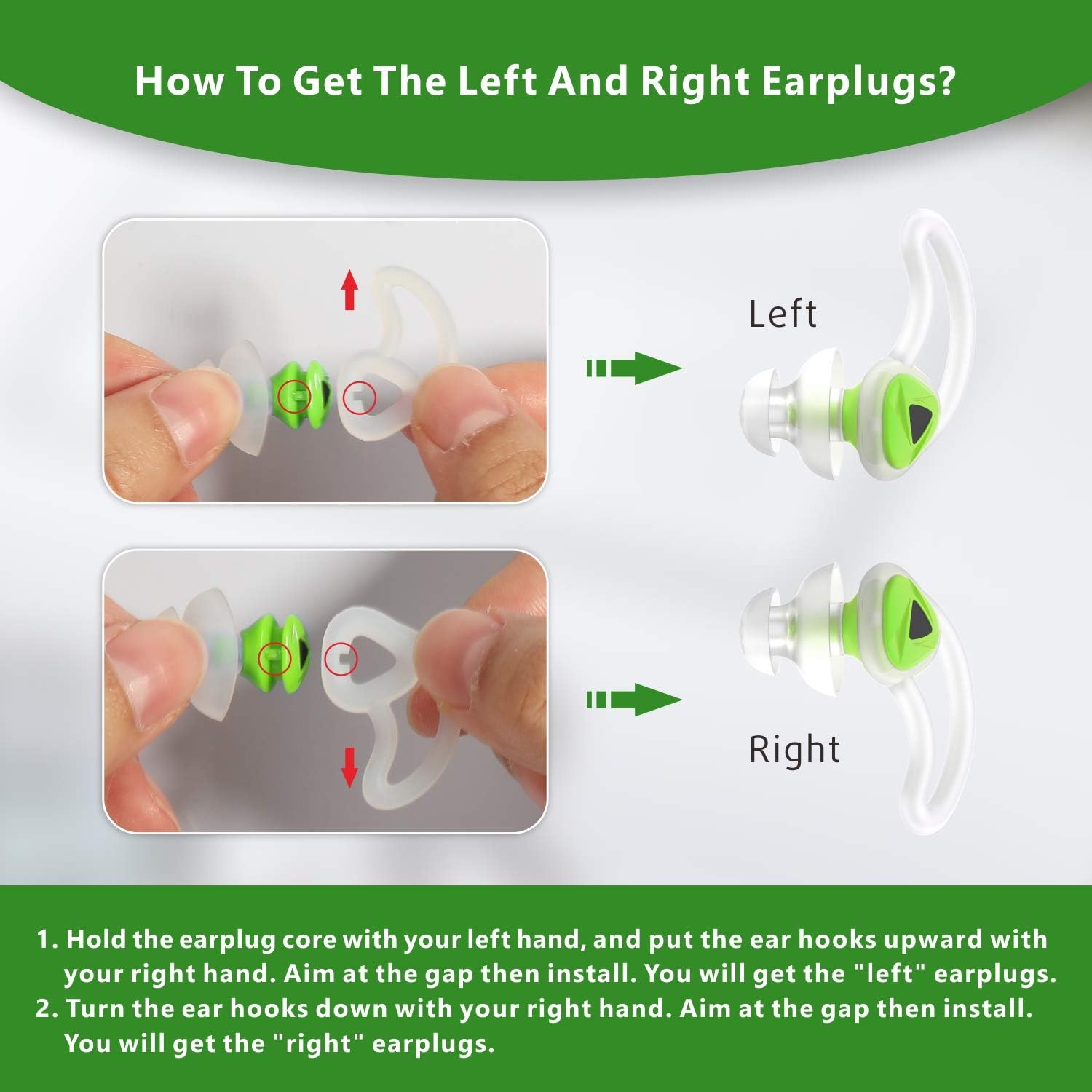 Swimming Ear Plugs, New Upgrade Design Waterproof Reusable Silicone Swim Ear Plugs for Swimmer Showering Bathing Surfing Snorkeling and Other Water Sports (Green): Health & Personal Care