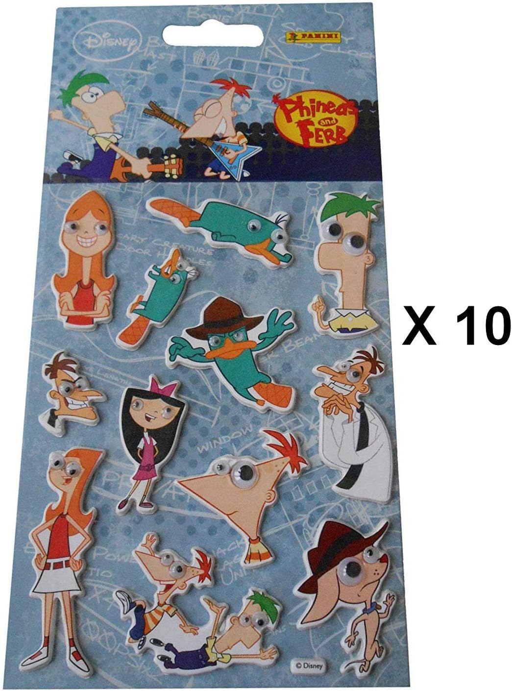 Disney Phineas and Ferb Googly Eyes Stickers Pack of 10 - Party Bags Favours, Scrapbooking